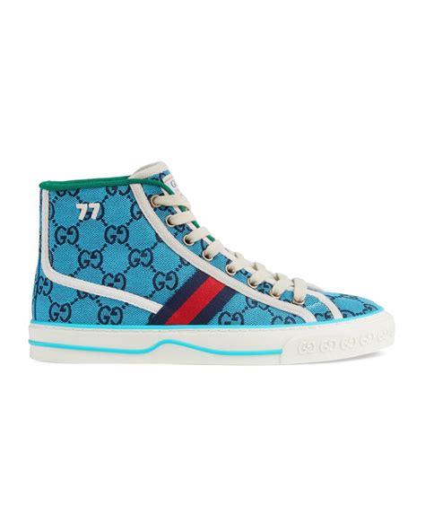 gucci white blue high tops|farfetch gucci hi tops.